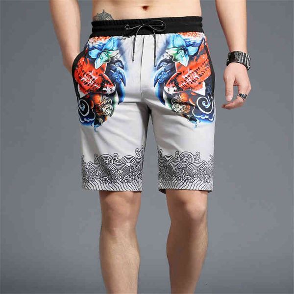 

short summer beach shorts quick dry printing men design, White;black