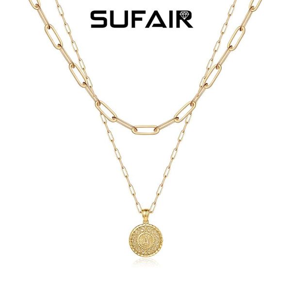 Цепи Sufair Vintage Многослойное ожерелье для женщин 14 тыс. Золото, заполненное изящным гравированным кованом