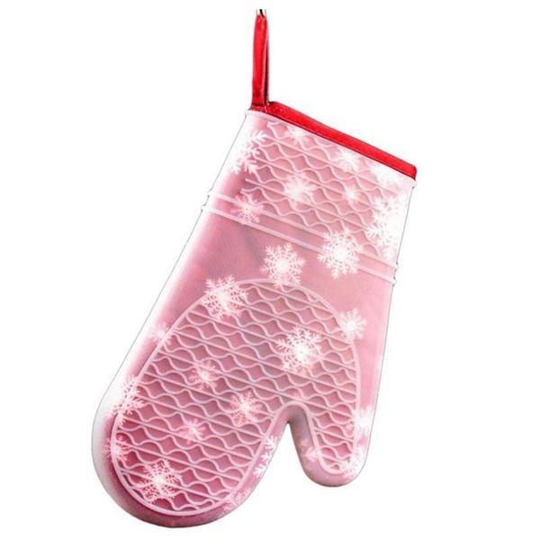 

oven mitts christmas silicone cloth gloves microwave non-slip printing insulated kitchen baking tools