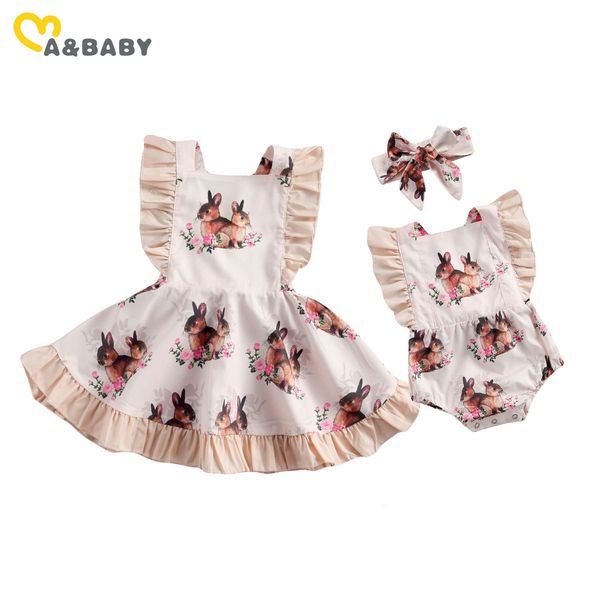 

0-5y easter toddler born infant girls clothes big sister dress little romper cute bunny flower costumes 210515, Blue