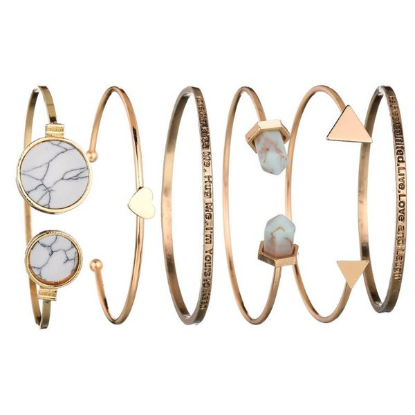 

women fashion different styles bracelet set of 6 pcs classic gold tone love luck bracelets link, chain, Black