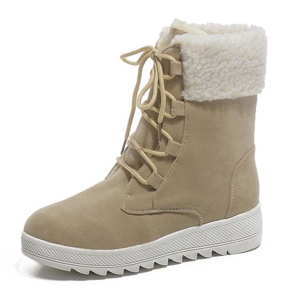 

boots 2021 winter women's mid-tube warm fashion snow flat, Black
