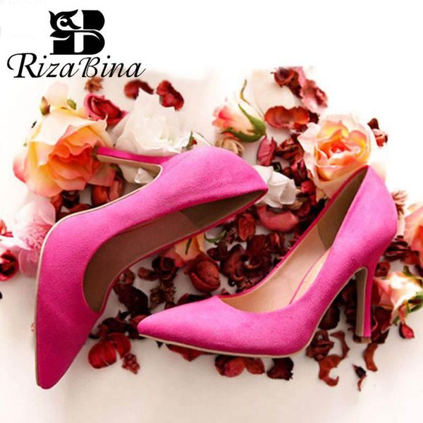 

dress shoes rizabina 9 color office ladies pumps pointed toe high heel women spring party wedding bridals footwear size 33-41, Black