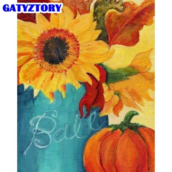 

paintings gatyztory 40x50cm painting by numbers for kids unique gift sunflower pumpkin halloween oil paint number hand made artwork