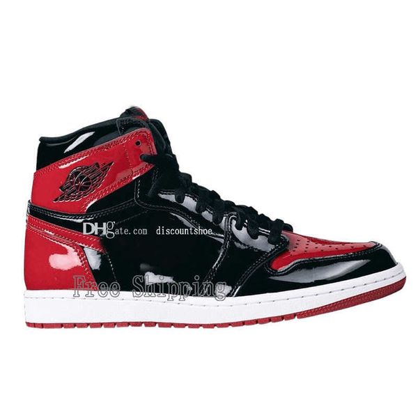 

2021 1 high og patent bred basketball shoes men women 1s mid paint black and jumpman sneakers 555088 063