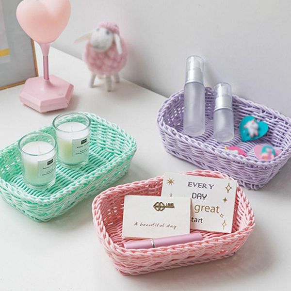 

storage baskets ice cream macaron color wicker woven basket bread tray serving for food cosmetic po props dropship#w