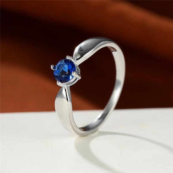 

wedding rings dainty male female blue zircon stone ring charm silver color engagement luxury crystal round thin for women, Slivery;golden