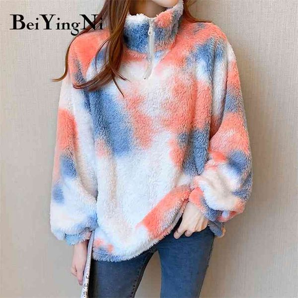 

oversized sweatshirts female thick fleece warm harajuku hoodies women leopard turtleneck hoody streetwear bf coat 210506, Black
