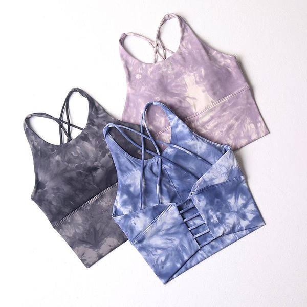 

yoga outfit shockproof cross straps running gym sport bras women widen hem push up workout fitness crop underwear brassiere