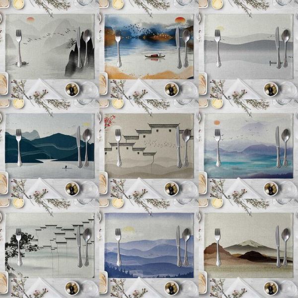 

mats & pads fashion print rectangle western style table pad cut placemat for dinner kitchen 40x30cm