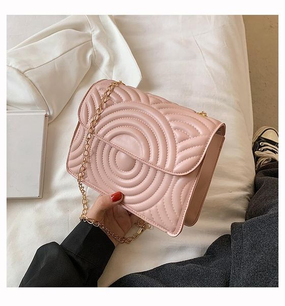 

duffel bags casual one-shoulder small bag female summer 2021 trendy fashion messenger texture chain candy color square