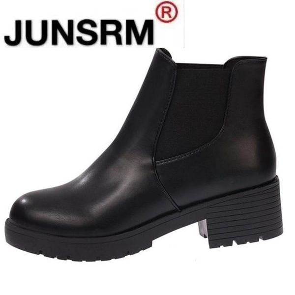 

boots 2021 style fashion women round head thick bottom pu leather waterproof woman snow c158, Black