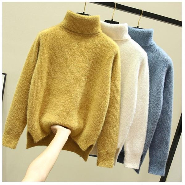 

womens turtleneck cashmere autumn women sweater winter woman for thick knitted pullover jumper female long sleeve, White;black