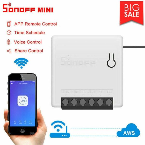

smart home control 4# sonoff mini wifi diy switch voice app remote for alexa google automation touch