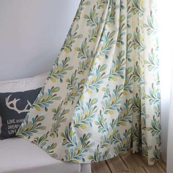 

simple nordic printing cotton linen curtain custom for living room bedroom balcony home curtains & drapes