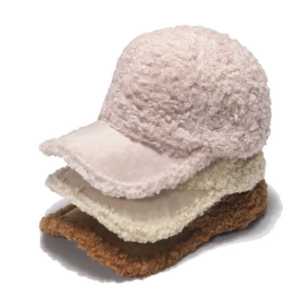 

hat female autumn and winter korean warm lamb wool baseball cap japanese style simple casual pure color all-matching peaked cap male no. 1, Blue;gray