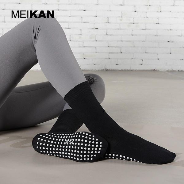 

sports socks meikan anti-slip dance cotton yoga beginner women non slip ankle, Black