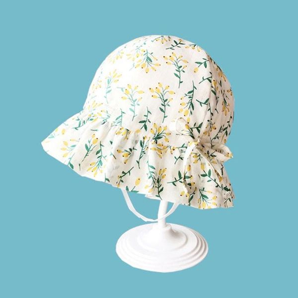 

baby cotton floral printing sun hat infant wide brimmed bonnet born pograpy props j60b caps & hats, Yellow