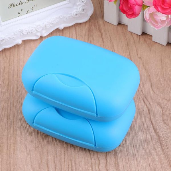

soap dishes creative portable dish box holder container sealed case size (blue)
