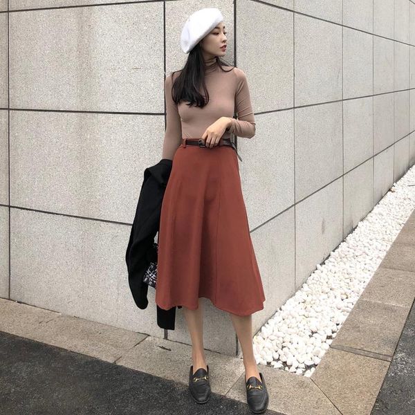 

brief solid women skirt spring casual high waist skirts red black 3080