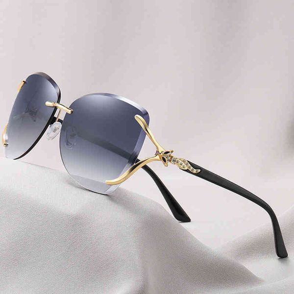 

sunglasses 2022 fox head fashion korean version metal frameless trimming tide women's elegant, White;black