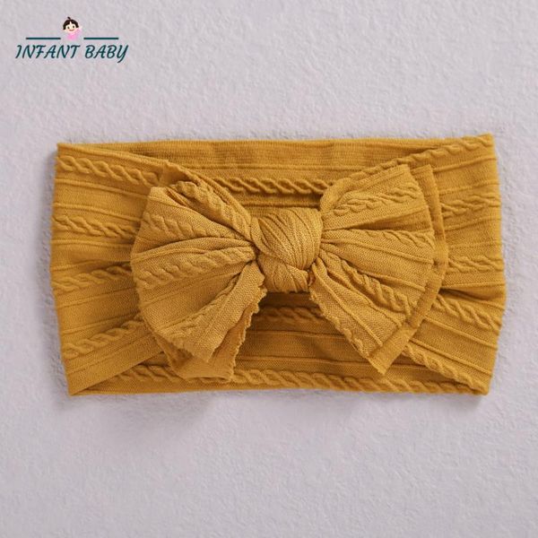 

hair accessories cable knitted bow soft nylon headbands children baby turban bands for girls headwrap girl kids, Slivery;white