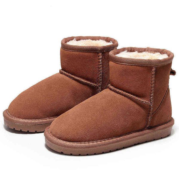 

leather children's snow boots women's 5854 psh thickened winter non slip warm cotton men's 3-16-year-old sho, Black