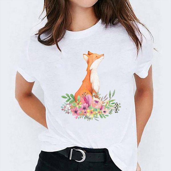 

graphic for men cartoon fox mens flowe casual animal clothing fashion ladies print lady female tee shirt, White;black