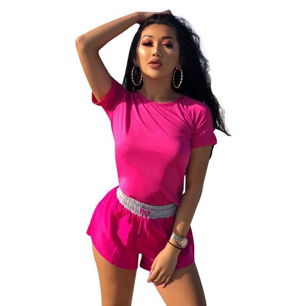 

summer two piece set women lacing shorts+solid color t-shirt sport suits women's tracksuits, Gray