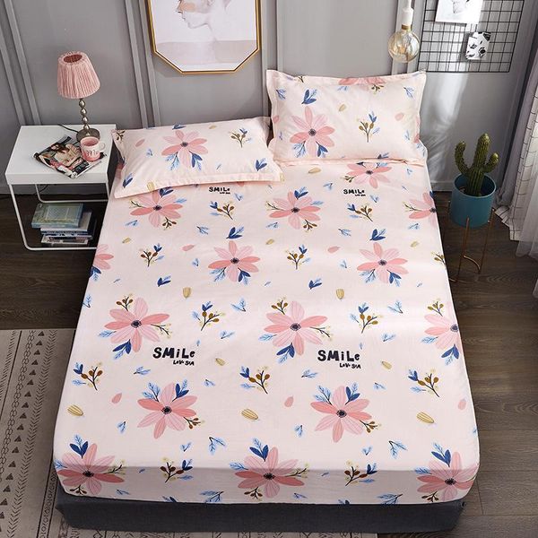 Set di lenzuola Lenzuolo con angoli con stampa floreale per letto matrimoniale singolo Bambini Adulti 100% cotone (senza custodia) XF748-19