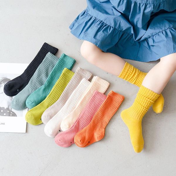 

spring and summer solid color drawstring children pile socks boys girls trend children's, Pink;yellow