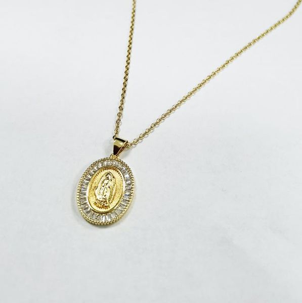 

fashion jewelry gold plated zircon mary pendant necklace necklaces, Silver