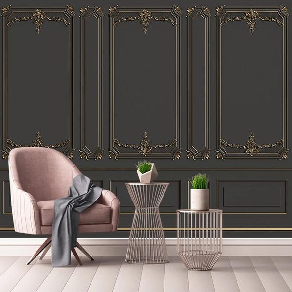 

wallpapers custom european style 3d golden relief pattern living room sofa bedroom tv background wall painting study mural wallpaper