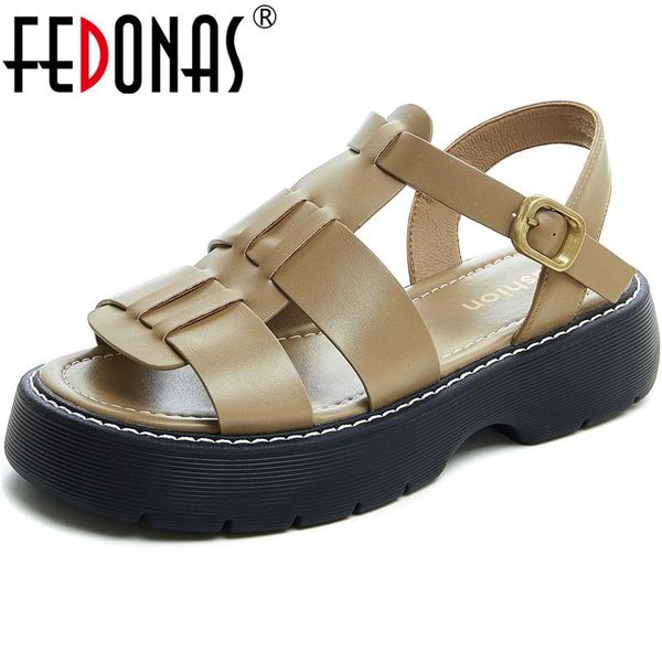 

dress shoes fedonas retro platform women's sandals buckles classic design high heels pumps 2021 summer est party casual prom woman, Black