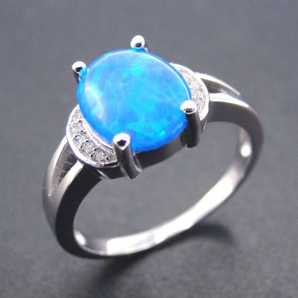 

fine opal jewelry 100% 925 sterling silver rings blue fire ring women for wedding party engagement size 5/6/7/8 cluster, Golden;silver