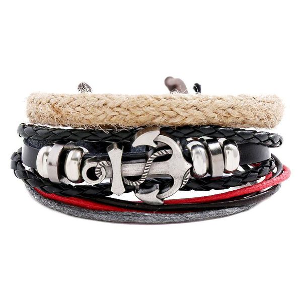 

ship's anchor leather set bracelet jewelry pulseras gift for friends bijoux men accessories hombre luxury homme masculina para charm br, Golden;silver