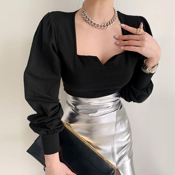 

women's blouses & shirts coigarsam blouse women long sleeve square collar blusas womens and, White