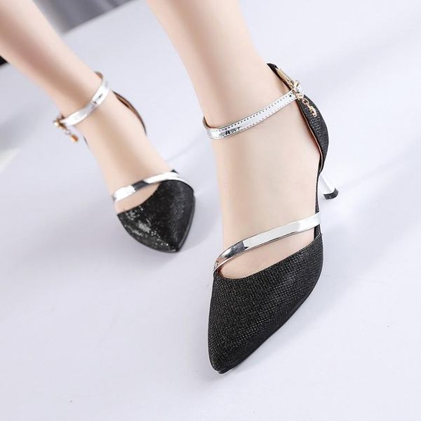 

big size 11 12 13 14 15 high heels sandals women shoes woman summer ladies pointed package toes cingulate fine with, Black