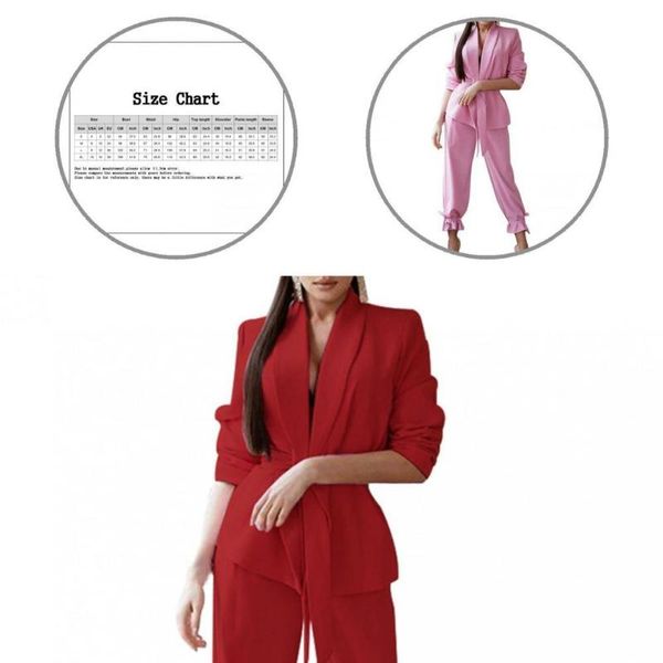 

women's two piece pants lace-up lady solid color long sleeve blazer pencil for daily wear, White