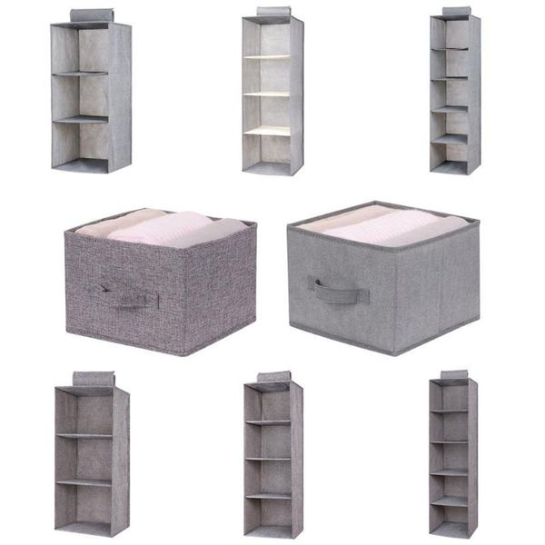 

storage boxes & bins 5 cells linen fabric shoes garment organizer rack pockets stand holder wardrobe hanging bag clothes organizers 40