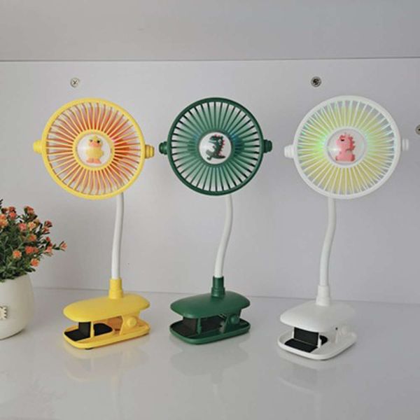 

summer mini deskclip fan usb charging with light student dormitory office folding small fan