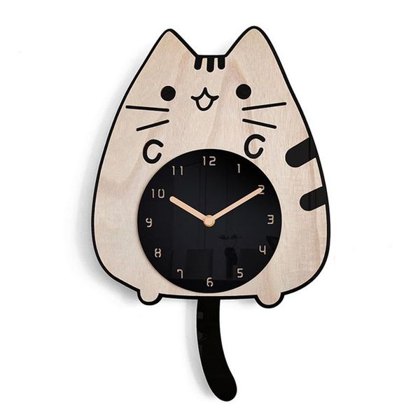

wall clocks creative diy cat swinging tail silent quartz hanging clock for kids living room