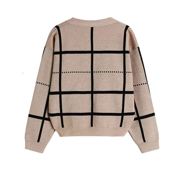 

women's fur & faux french autumn of vintage female sweater casual hit plaid color long thin sleeve short cardigan jacket 3yv1, Black