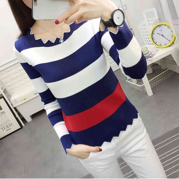 

lucyever patchwork stretch knit sweater women fashion mix color long sleeve black sweater woman autumn slim ladies pullover 210521, White;black