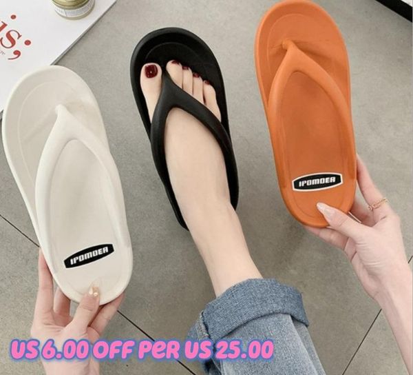 

slippers 2021 summer fashion flip flops women casual concise solid letter indoor and outside home ladies sandalia, Black