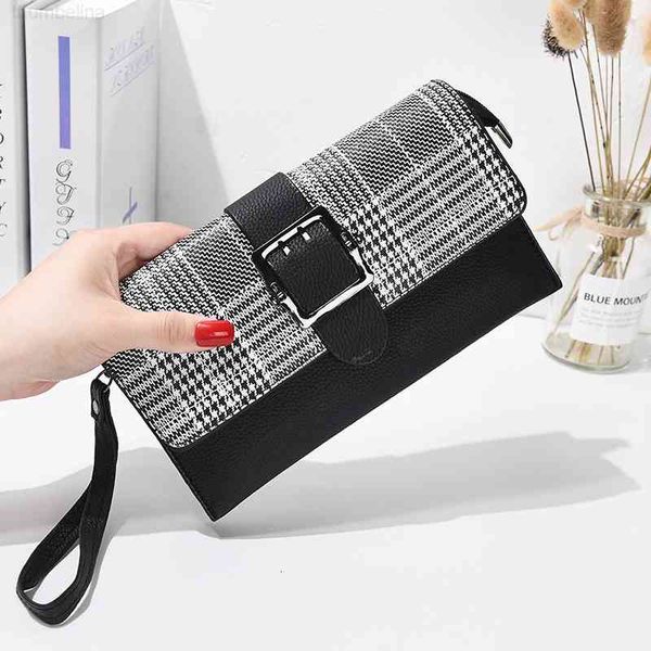 

wallet black and white plaid women's purse long fashion summer hand change messenger bag backpack, Red;black