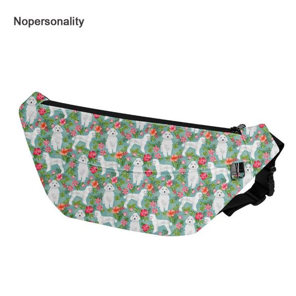 

nopersonality poodle dog print waist bag for men women stylish female cute fanny pack hip belt bags portable chest handbag