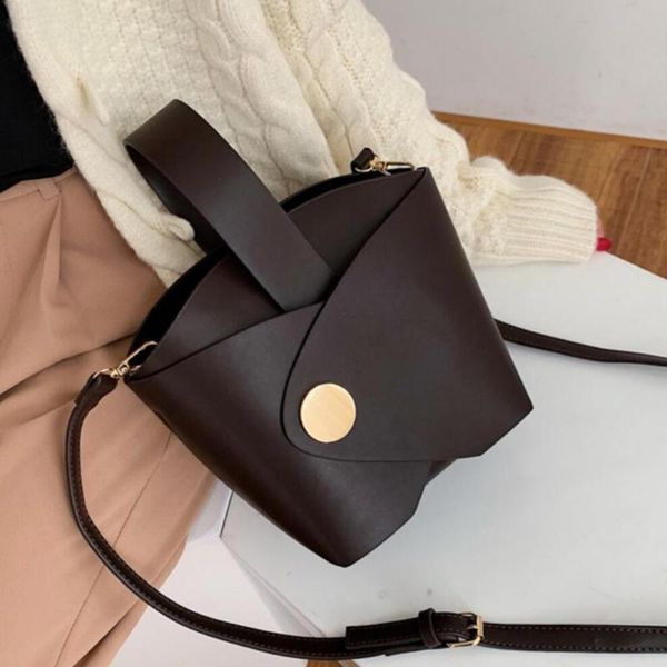 

evening bags vintage fashion female tote bucket bag pu leather women's designer handbag travel shoulder messenger