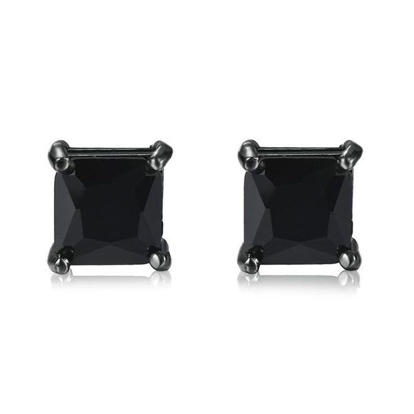

classic fashion minimalist 4/5/6/7mm mosaic black small square zircon earrings stud ear rings for men and women jewelry gift, Golden;silver