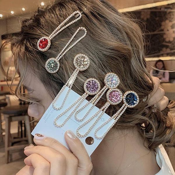 

korean women elegant pearls crystals hairpins sweet hair clips barrettes ornament headband fashion accessories1